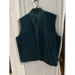 Members Only Green Quilted Full Zip Vest Sz L